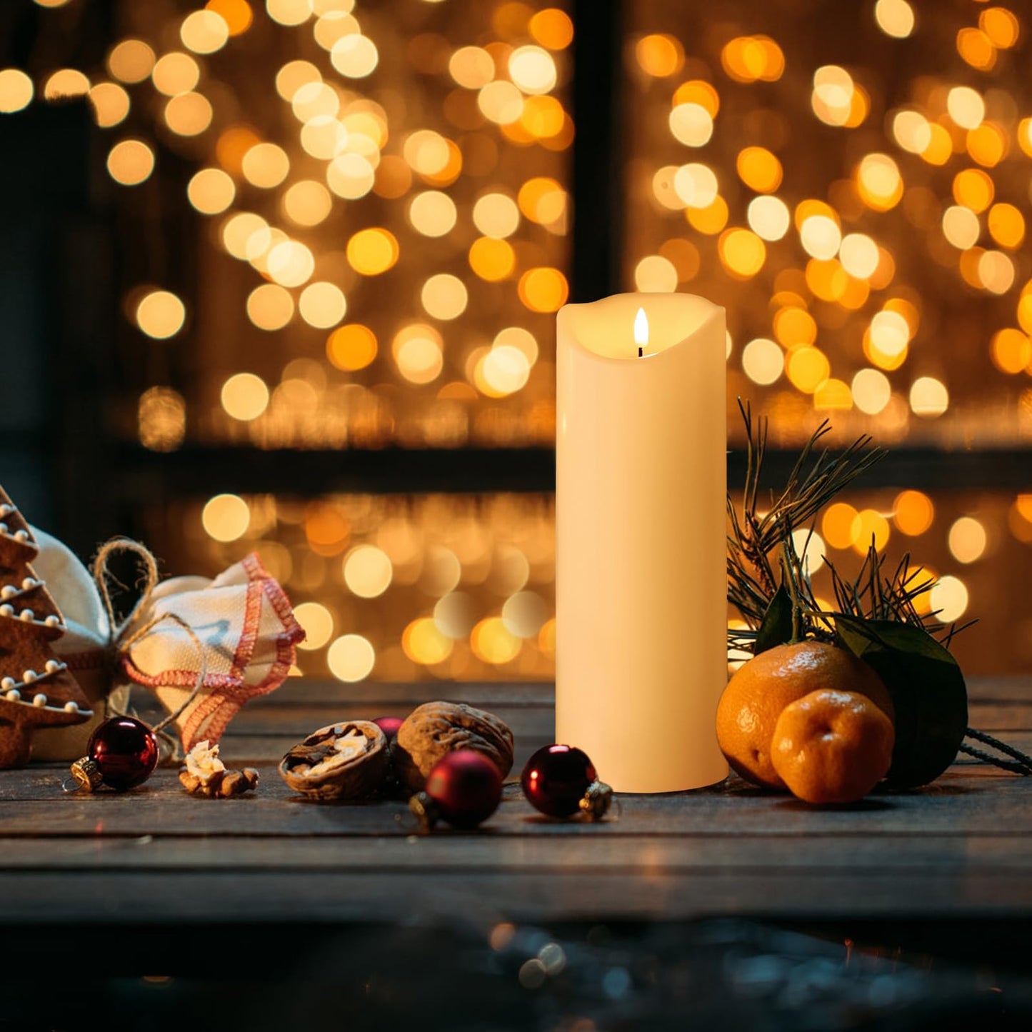 HJANDHJ Outdoor Candles with Timer, Waterproof, Large Flickering Flameless Candles with Remote, 4" x 12", Battery Operated, Long Lasting, Set of 2