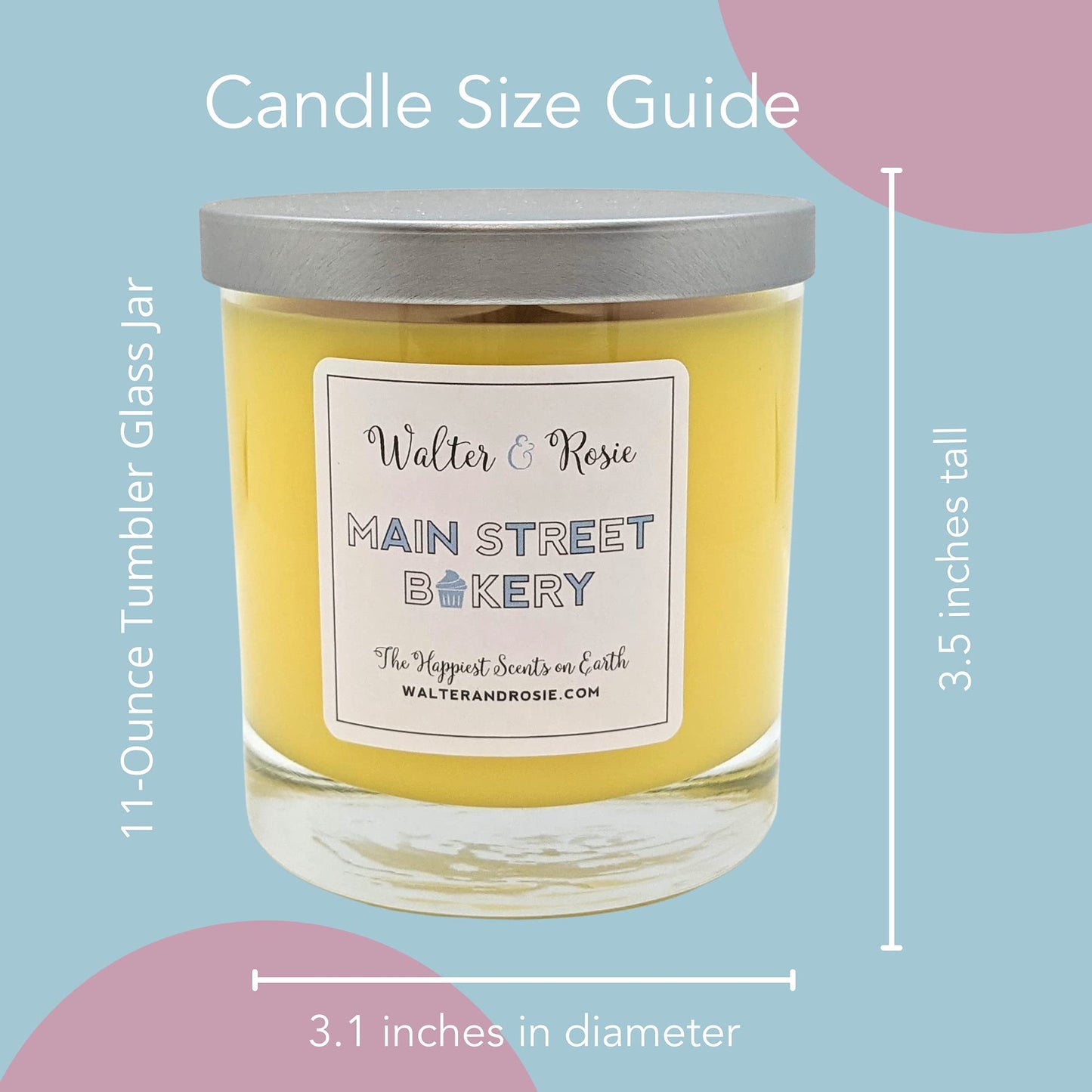 Walter & Rosie - Main Street Bakery Candle 11 oz - Sweet Aroma of Vanilla Cake - Soy Wax Blend - Burns Up to 40 Hrs - Highly Fragrant Candle - Long Lasting - Theme Park Inspired