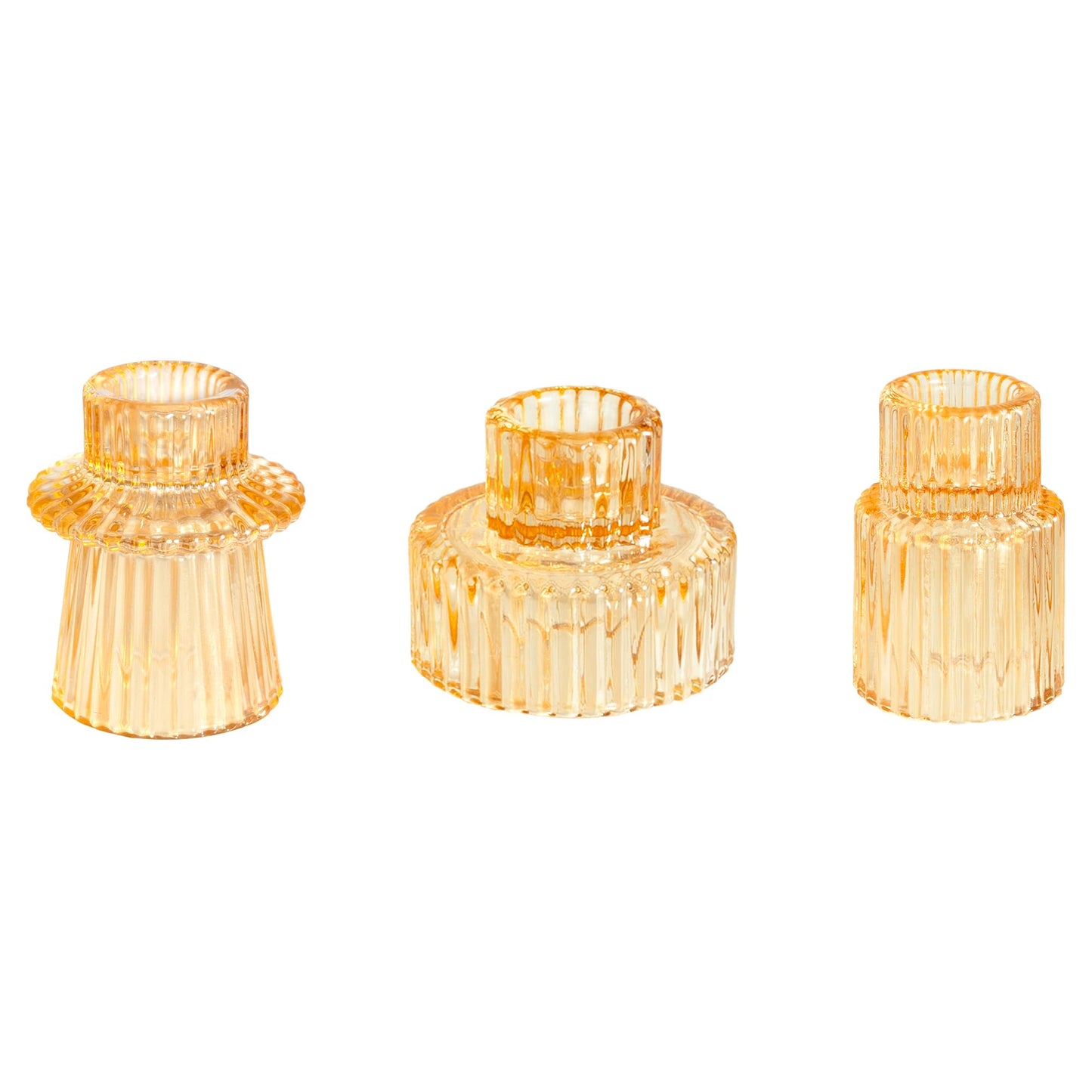 WELLIFE 3 Pcs Gold Glass Candle Holder, Taper Candle Holder, Gold Candlestick Holders for Party, Wedding Decorations, Table Centerpieces and Thanksgiving