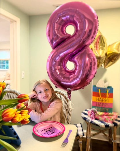 Pink 8 Balloon, Number Balloons 40 Inch, 8th Birthday Decorations for Girls, Birthday Balloons, Pink Party Supplies, Number 8 Balloon