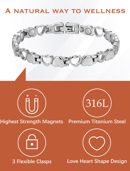 Jecanori Ultra Strength Magnetic Bracelet for Women, Titanium Steel Bracelet with 3500 Gauss Magnets, Ideal Gift