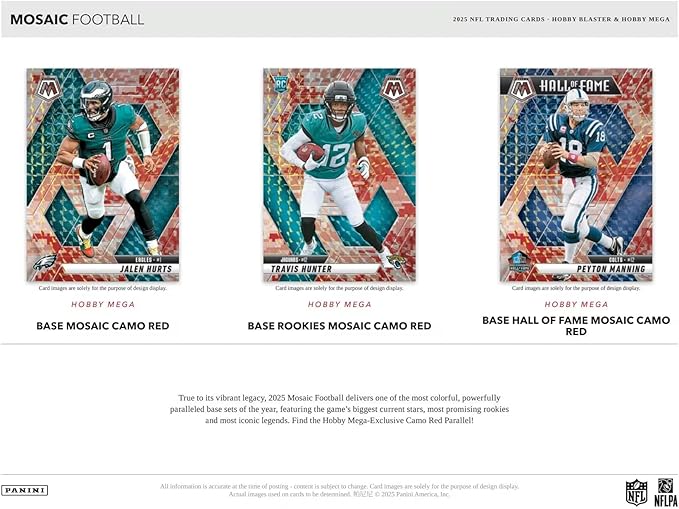 Panini 2025 Mosaic Football 6-Pack Hobby Blaster Box (1 Green Mosaic Per Blaster Box)