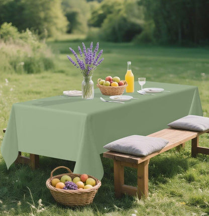 SietDESEO 2 Pack Sage Green Plastic Tablecloth Rectangle 54 x 108 Disposable Light Green Table Cloth Plastic Waterproof Sage Table Cover for Birthday Wedding Baby Shower Party Decorations