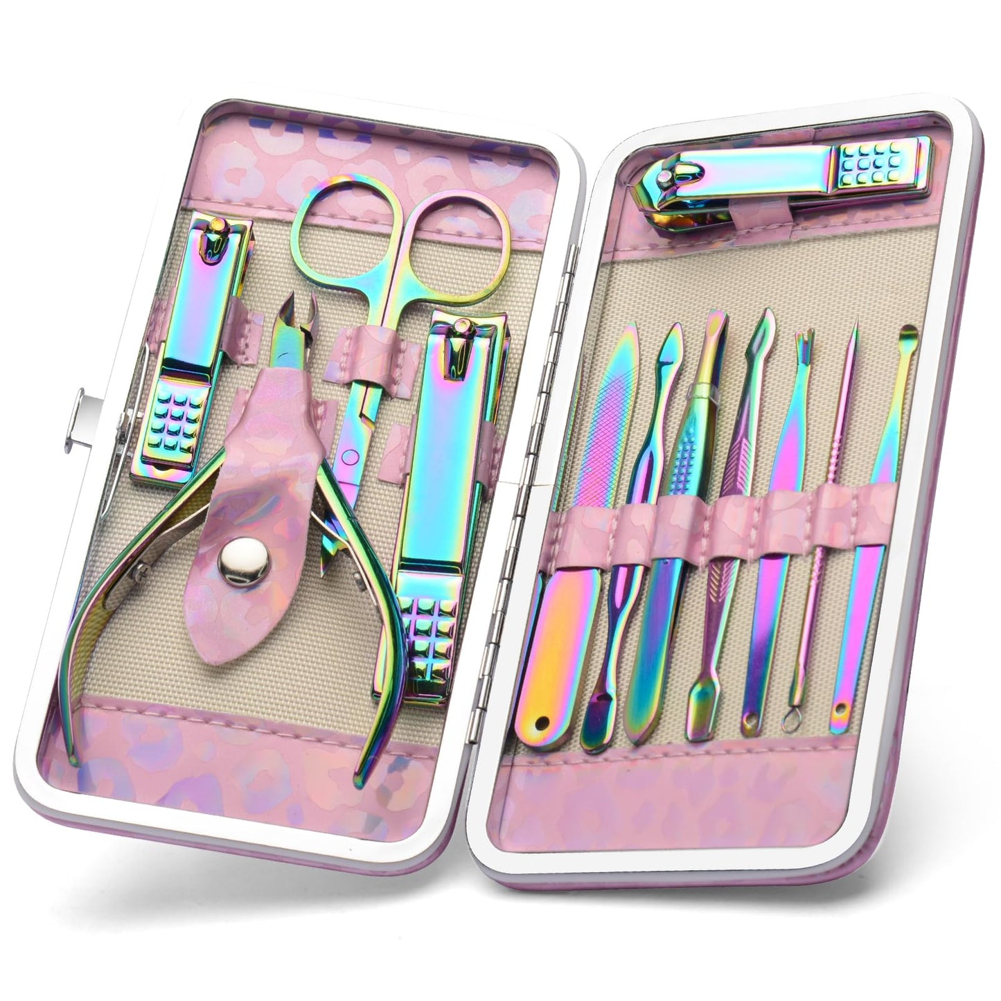 CGBE Manicure Set Nail Clippers Pedicure Kit Men Women Grooming kit Manicure Professional Nail Care Tools Gift 12Pcs with Luxurious Travel Case