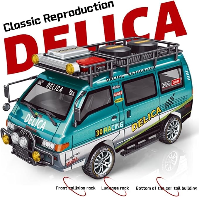 Delica RC Car1/24 Scale Station Wagon 2.4Ghz Remote Control Truck 2WD/4WD RC CrawlerEquipped with Cool LED LightsOff Road Vehicle Model Suitable For Adults (2WD-Blue)
