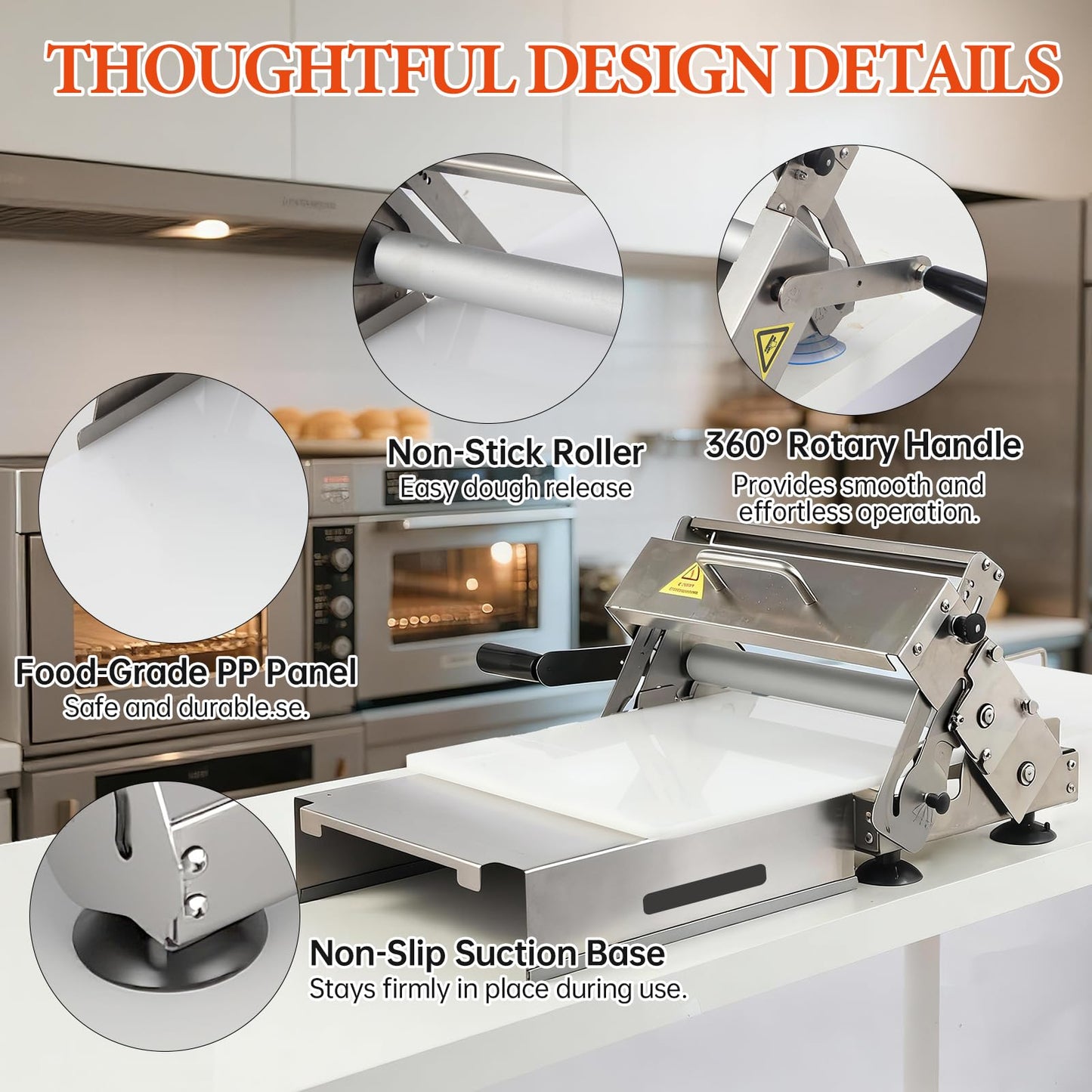 32.6" x 11.8" Folding Manual Dough Sheeter with PE Board – Stainless Steel Countertop Dough Roller Machine, Adjustable Thickness (0–25mm) for Pastry, Pizza, Croissant, Cookie & Pasta