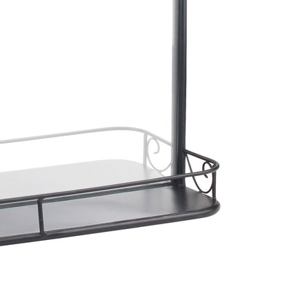 Stonebriar 21" x 16" Rectangle Black Metal Wall Mirror with Hanging Chain and Shelf, Decorative Industrial Decor for the Living Room, Bedroom, Bathroom, Hallway, and Entryway