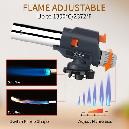 Butane Torch, JDHON Compact Kitchen Torch with Adjustable Flame, Professional Chef Culinary & Grilling Blow Torch Lighter for Cooking, Baking, Soldering, BBQ, Creme Brulee (Butane Fuel Not Included)