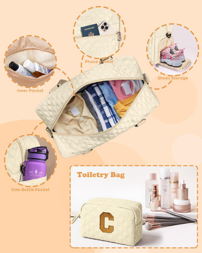 Elilier Duffel Bag, Girls Gift Bag Teens, Initial Travel Duffel Bag, Personalized Weekender Bag, Monogram Overnight Bag Gift for Grandmother,Tween Girls Gifts Daughter Gifts Niece Gifts, Mothers Gifts