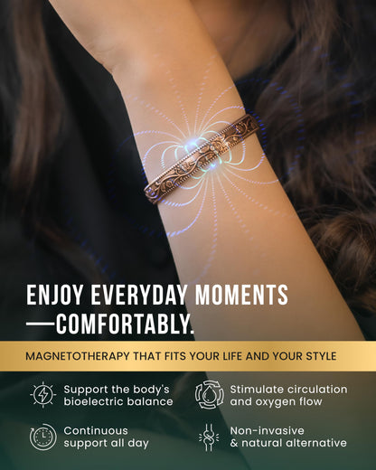 MagnetRX® Women's Copper Bracelet – Effective 99.9% Pure Copper Magnetic Bracelets for Women – Adjustable Womens Copper Cuff Bracelet Bangle (Floral Style)