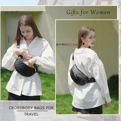 Eslcorri Fashion Waist Packs for Women - Quilted Vegan Fanny Packs Leather Waist Purse Anti Theft Crossbody Belt Bag for Sports Workout Traveling Running Casual - Apricot
