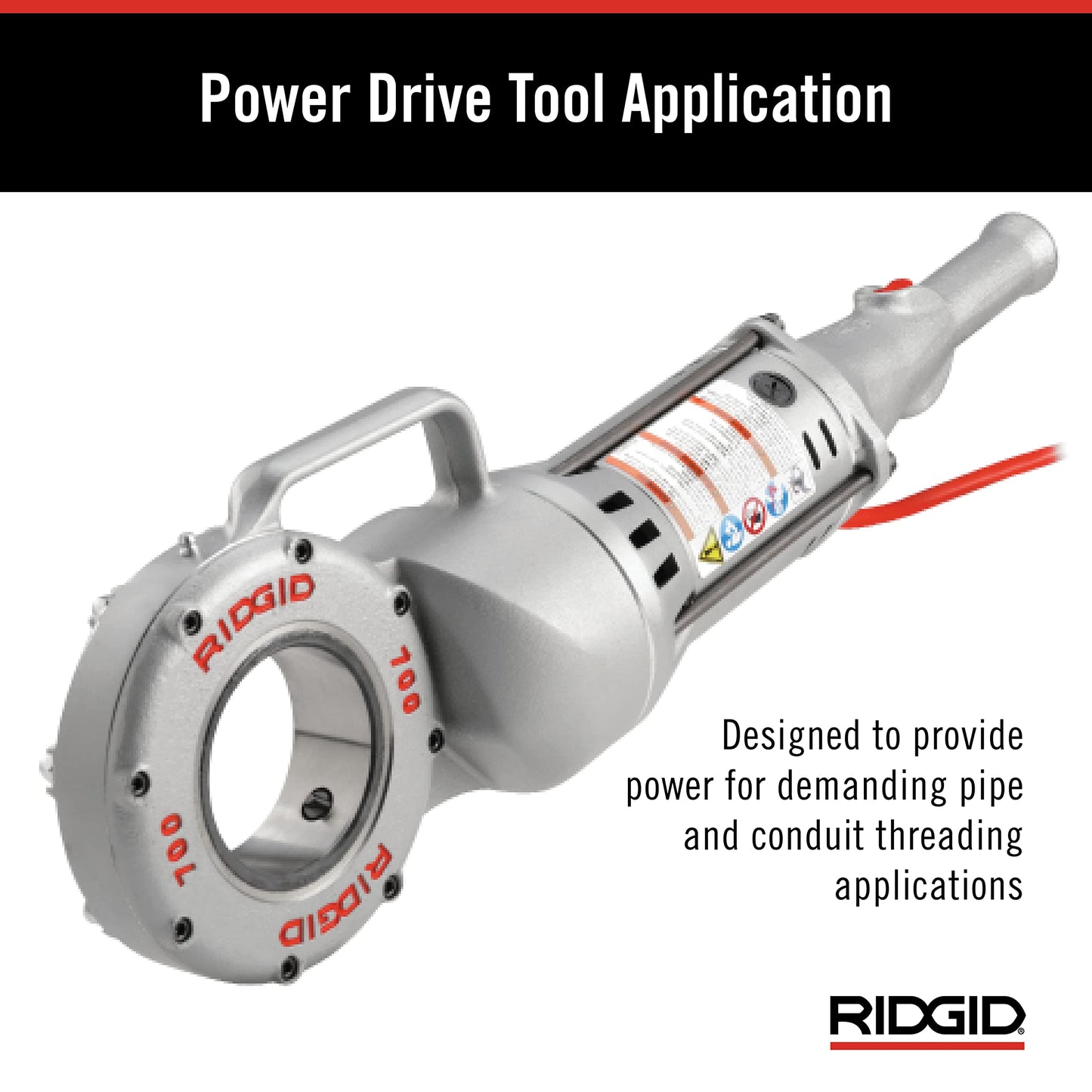 RIDGID 41935 Model 700 Hand-Held 120-Volt Power Drive Pipe Threader, Compatible with RIDGID 12-R, 00-R, 00-RB, and 11-R Die Heads, Silver