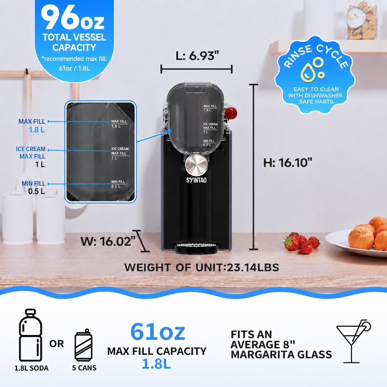 SYINTAO 2-in-1 Slushie & Soft Serve Ice Cream Maker, No-Ice-Needed Frozen Drink Machine with LED Display, 6 Preset Modes, Auto-Clean & Delay Timer – Gift for Family