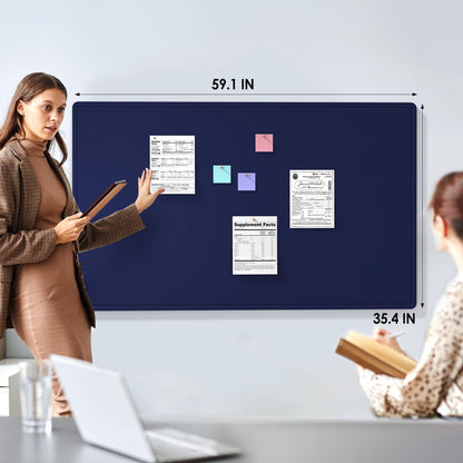 MaxGear Extra Large Bulletin Board 60" x 36", Foldable Felt Board Vision Board Supplies, Cork Board for Office, Home, School, Small Pin Boards for Walls Decorative Display Board Dark Blue