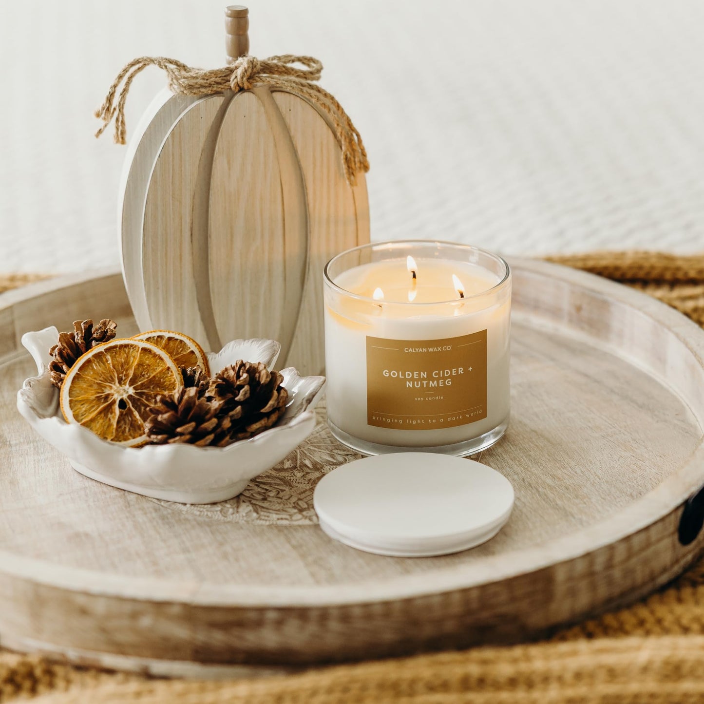 Calyan Wax Co. Holiday 3 Wick Scented Candle Gift Set - 4 Luxury Winter Scented Candles - 43 Hour Burn - 3 Wick Clean Soy Wax Candles - Long Lasting Large Glass Jar Candle for Home - 14.9oz