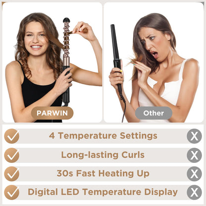 Infrared 8 in 1 Curling Iron Set with 8 Ceramic Barrels Interchangeable, Hair Curler Wand for Long Hair, Professional Curling Wand Set with LED Temperature Control, Glove and 2 Hair Clips