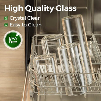 ComSaf Glass Storage Containers - 1.2 QT Clear Jars with Lids | Set of 2 Square Canisters for Pantry Organization