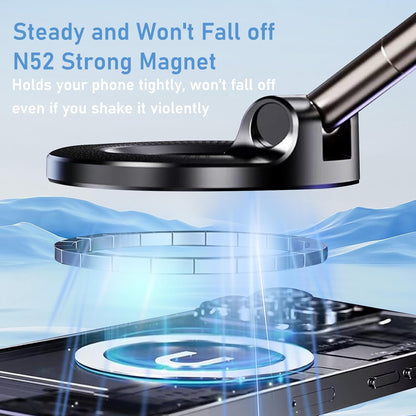 Vacuum Magnetic Phone Holder, 360° Adjustable Magnetic Car Mount, Foldable Portable Suction Cup Cell Phone Mount for Car/Gym/Mirror/Shower, Compatible with All Smartphones & All Car Models