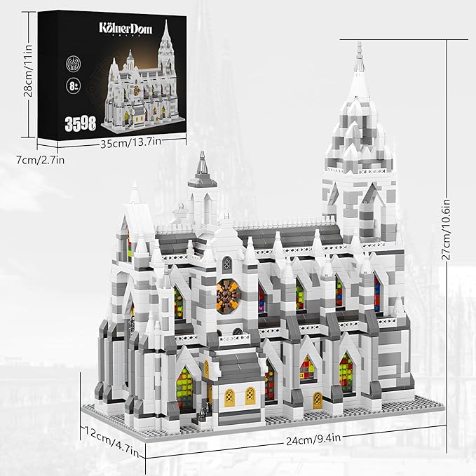Miniature Building Blocks Cologne Cathedral Model Set (3598 Pieces) - Building Toys Suitable for Children and Adults as Gifts