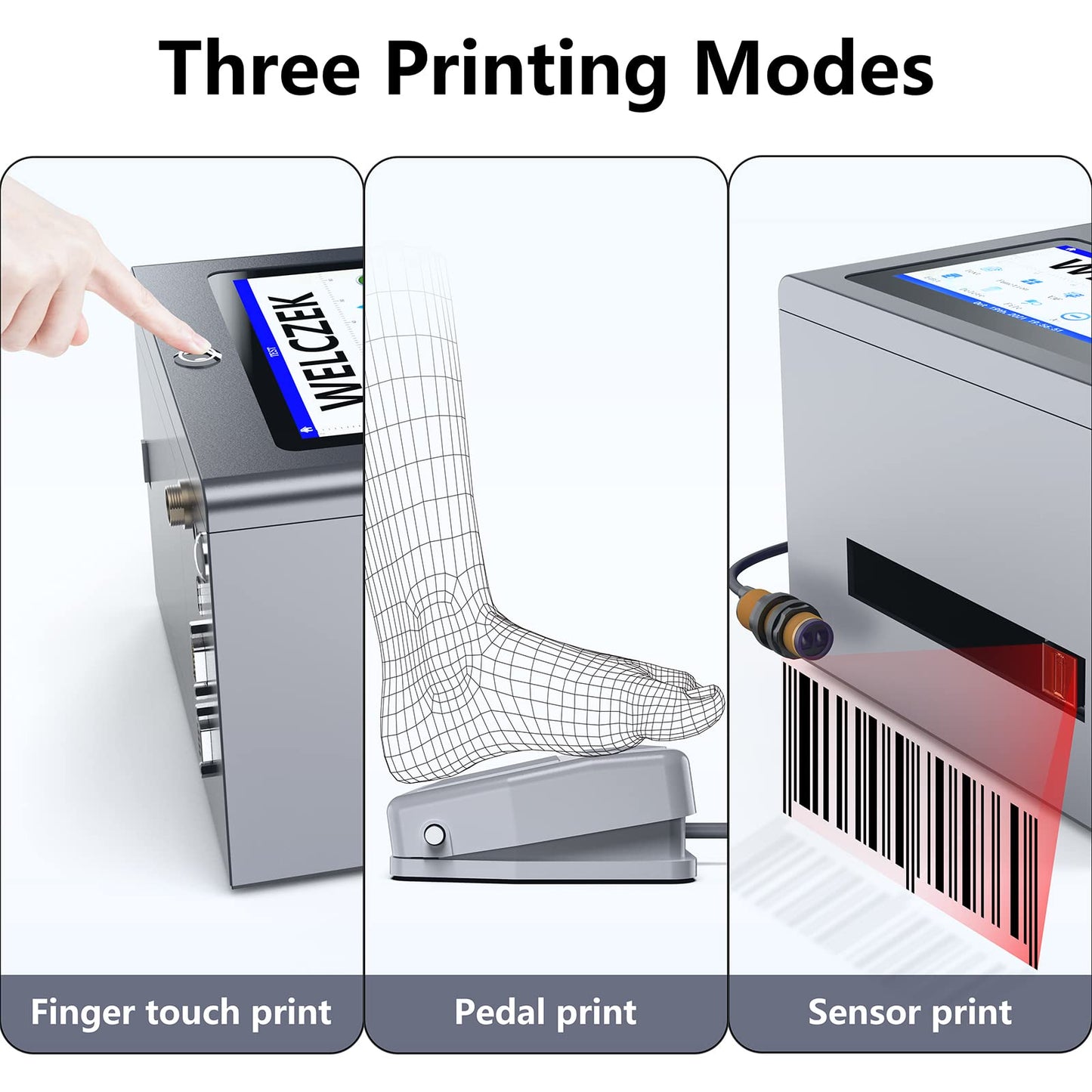 WELCZEK JHX2 Intelligent Inkjet Coding Machine with 7 Inch Color Touch Screen Quick-Drying Online Batch Coding Printer for Date, Picture, Barcode, Qr Code, Label, Variable Data etc