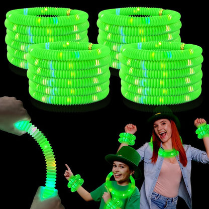 Green Glow Sticks Party Favors for Kids 24 PCS,Glow Necklaces Bracelets Accessories Decor for Toddlers Graduation Party,Kindergarten Preschool End of School Year Goodie Bag Stuffers Classroom Prizes