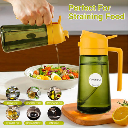 Oil Sprayer for Cooking, 2 In 1 Oil Dispenser and Oil Sprayer (Black+Dark Brown)
