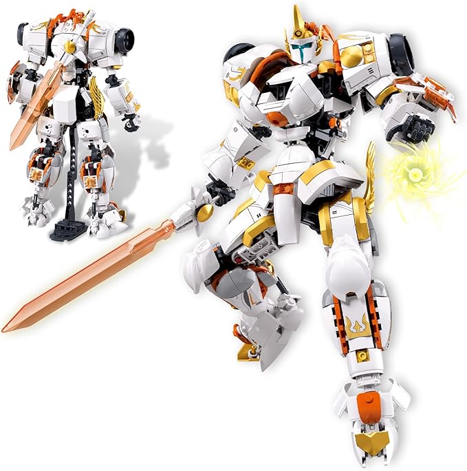 HIGH GODO Warrior Mech Robot Building Set Long Swords Shields Samurai Mech Model Kit Creative City Justice Hero Ninja Gifts for Adults Teens 14+ (695PCS)