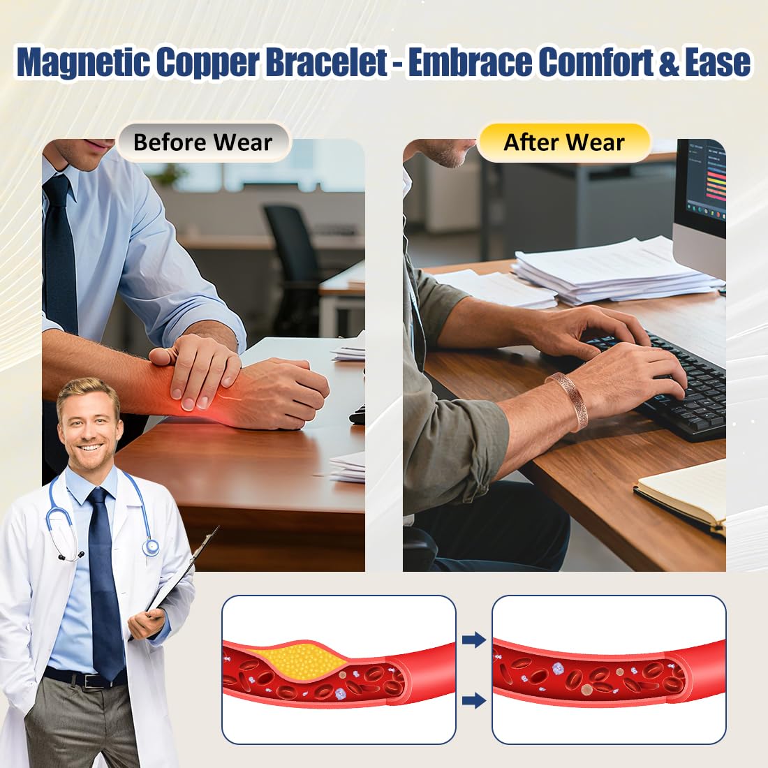 Vicmag Copper Bracelet for Men 9X Strength Magnetic Bracelet Men 99% Pure Copper with 5000 Gauss Magnets, Present Box Adjustable(Life Tree)