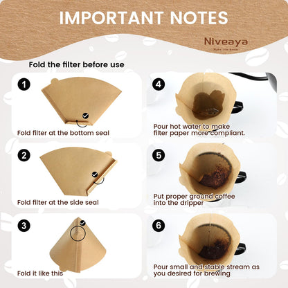 Niveaya Coffee Filters 600 Count, Coffee Filter #4 Cone, Natural Paper Coffee Filter 8-12Cup (natural brown-600pcs, 04)