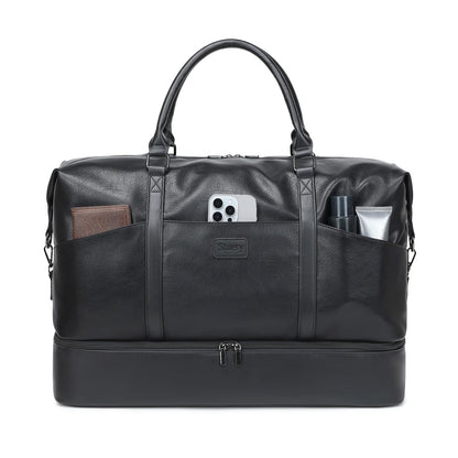 Faux Leather Weekender Bags for Women: Large Overnight Bags Travel Duffel Bag Carry On Shoulder Weekend Tote with Shoe & Laptop Compartment & Toiletry Bags for Airplane Traveling Gym