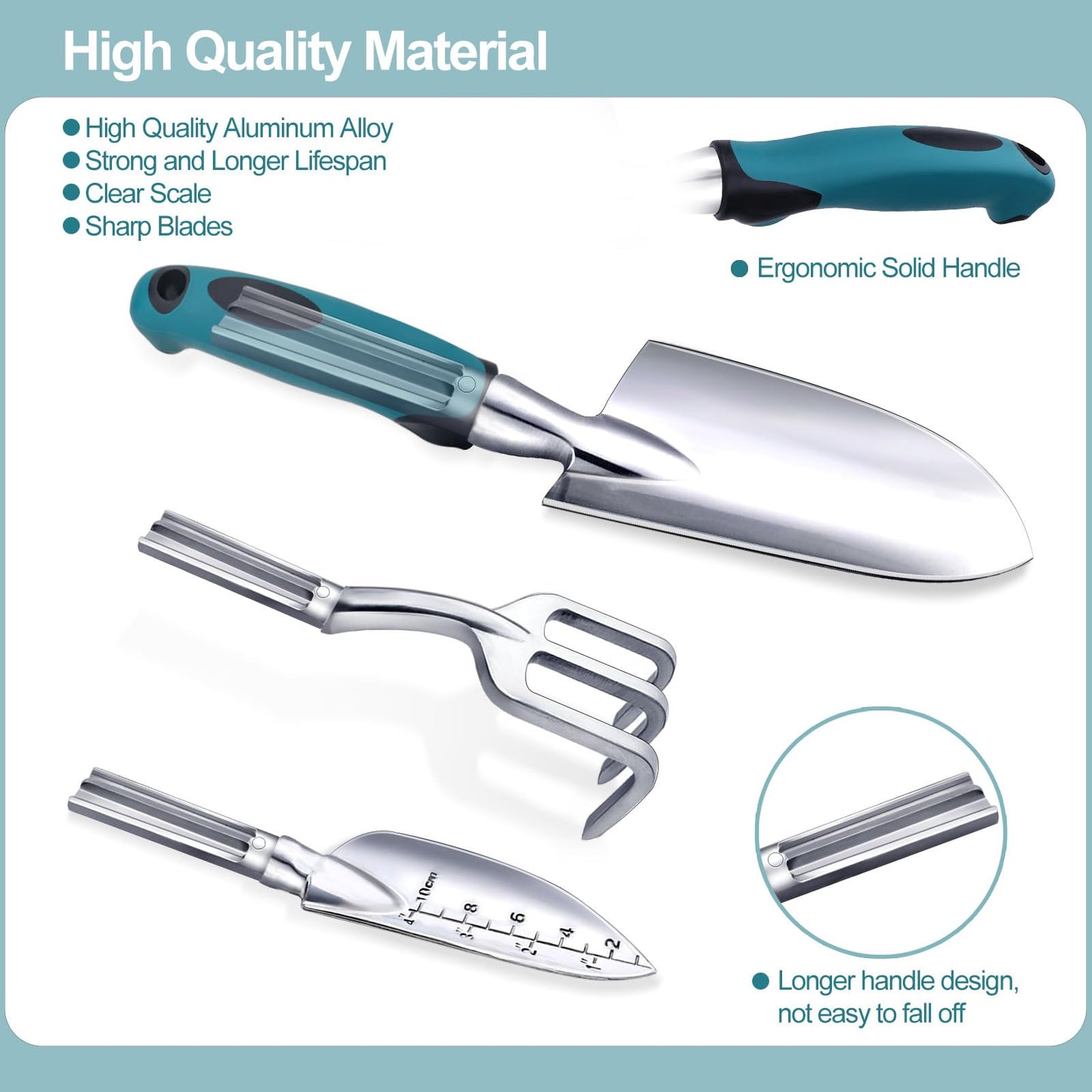 Kynup Garden Tools 7-Piece, Gardening Hand Tools, Gardening Tools Set Cultivators with Rust-Proof,Stainless Steel, Aluminum Alloy Material, Gardening Supplies Set Ideal Gift