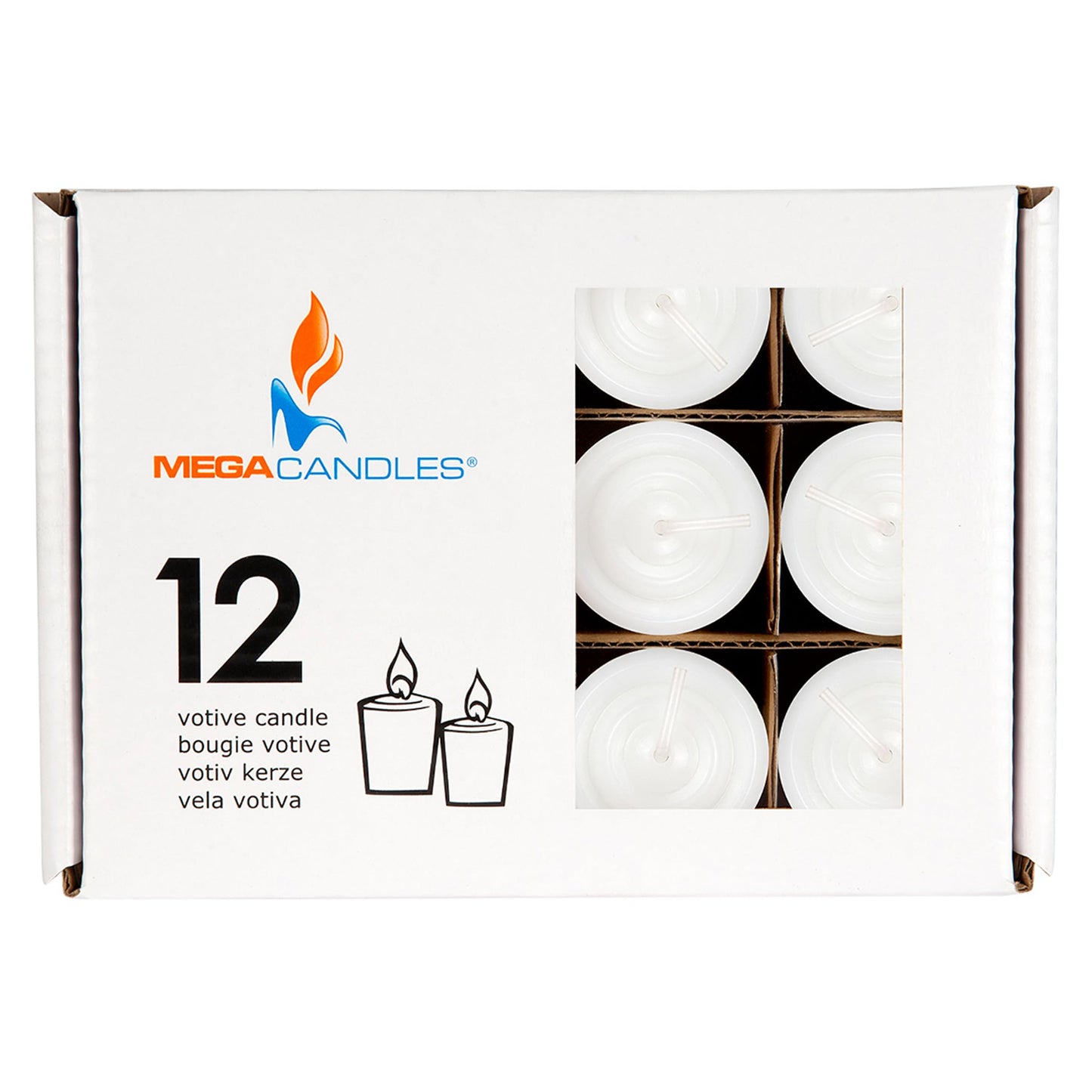 Mega Candles 12 pcs Unscented White Votive Candles, Hand Poured Wax Candle 10 Hours 1.38 Inch x 1.5 Inch, Home Décor, Wedding Receptions, Centerpieces, Occasions, Events, Festivities, Meditations