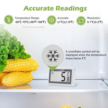 KeeKit Refrigerator Thermometer, Digital Fridge Thermometer with LCD Display, Freezer Temperature Gauge with ℃/℉ Switch, Frost Reminder for Home, Office, Kitchen & Restaurants – 2 Pack