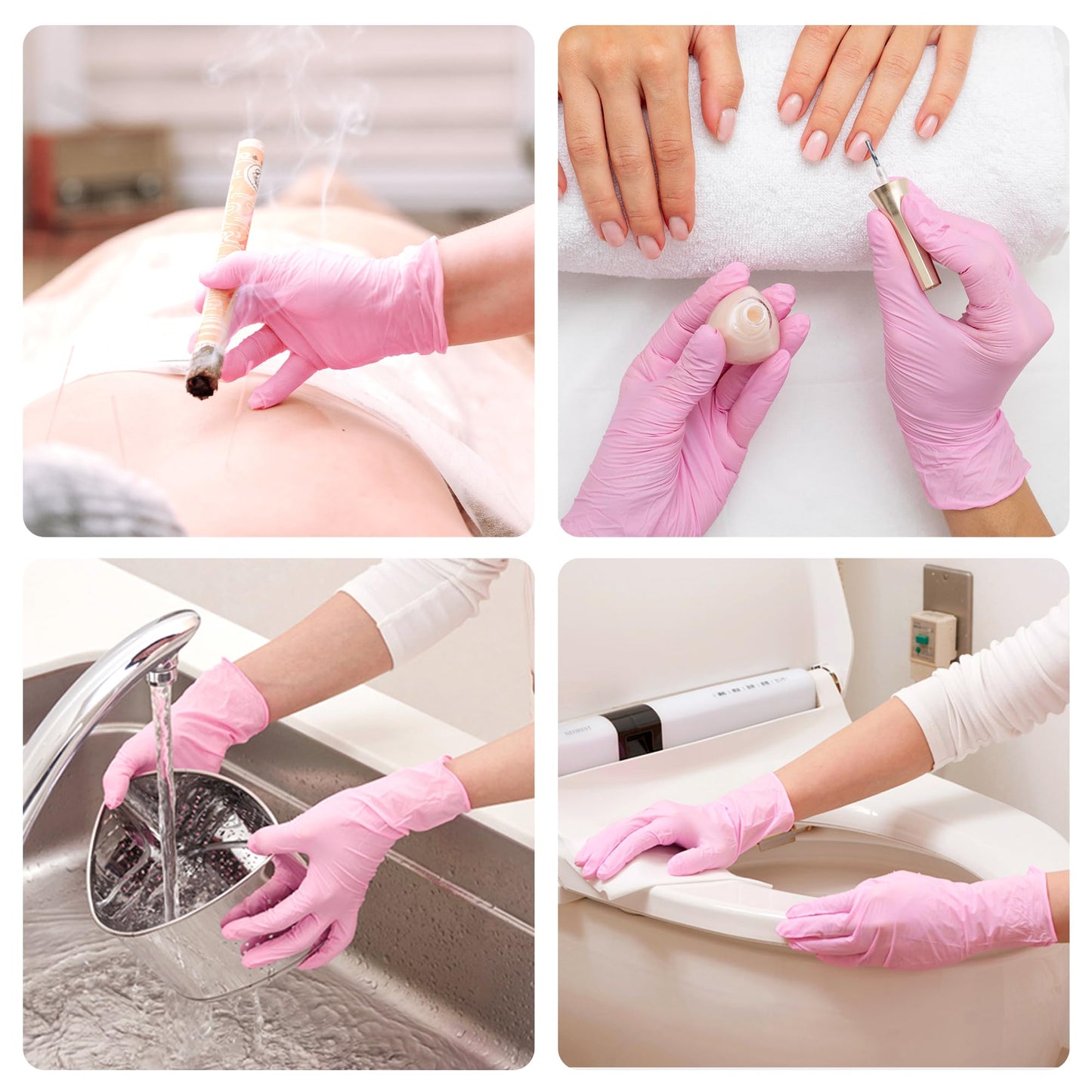SwiftGrip Pink Nitrile Gloves, 3-mil, Industrial Gloves Disposable Latex Free, for Cleaning & Esthetician, Rubber Powder-Free, 100-ct Box (Medium) Medium (Pack of 100)
