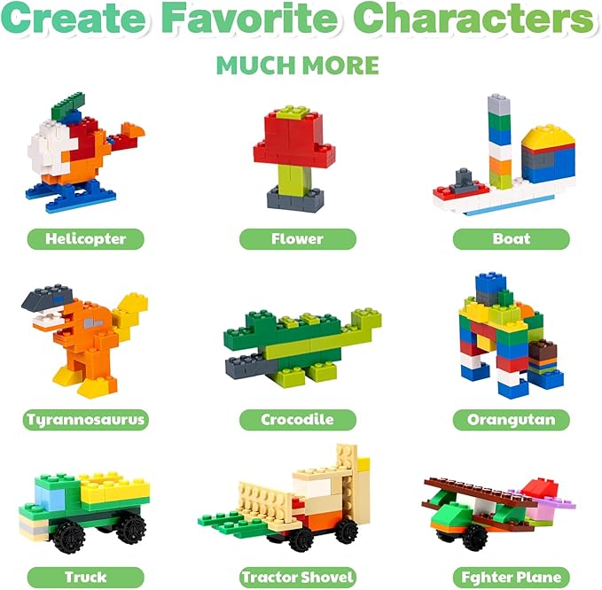 Lekebaby Classic 1546 Pieces Building Bricks with 46PCS Wheel Accessory Kit Basic Brick Set for Kids Creative Play Compatible with All Major Brands Educational Toy for Boys Girls 6 Years Old and Up