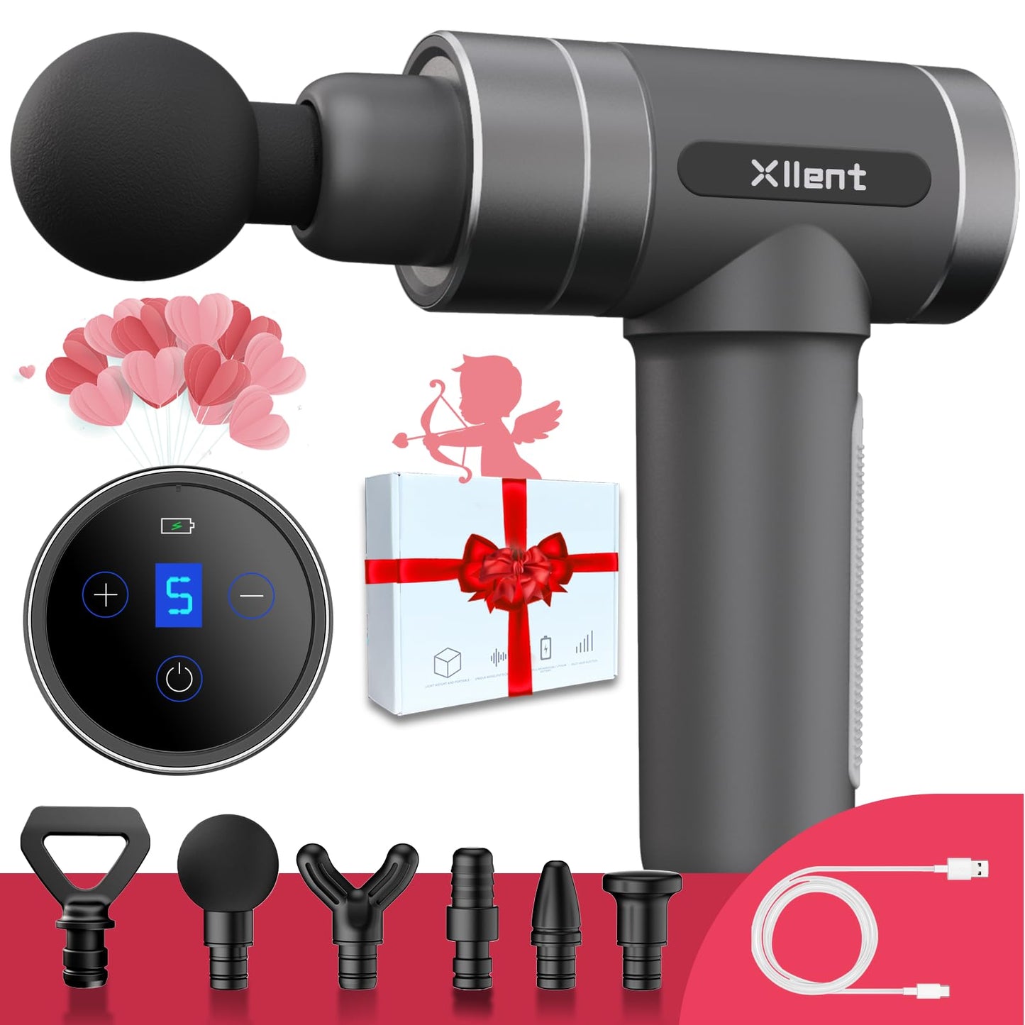 Xllent Mothers Day Gifts for Mom - Gifts for Mom,Massage Gun Deep Tissue Portable Super Quiet Electric Percussion Muscle Massager - Mothers Day,Mothers Day Gifts for Wife(Gray)
