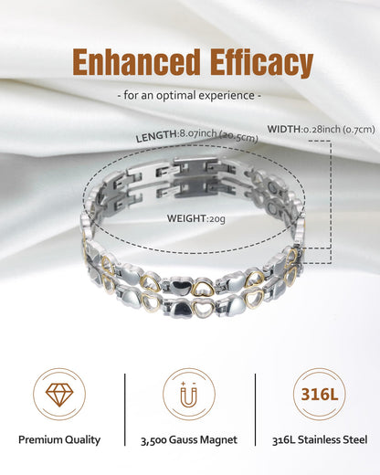 Jecanori Ultra Strength Magnetic Bracelet for Women, Women's Effective Titanium Steel Magnetic Bracelet with 3500 Gauss Magnets, Jewelry Gift with Sizing Tool