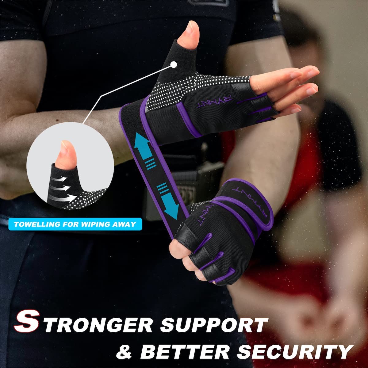 Workout Gloves with Wrist Wrap Support, Weight Lifting Gloves with Full Palm Protection & Extra Grip for Men Women Gym Exercise, Fitness, Weightlifting, Pull ups