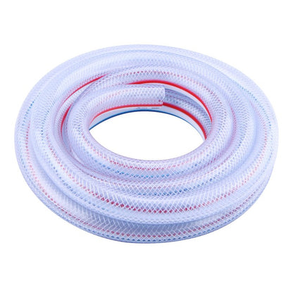 DERPIPE Soft Braided PVC Tubing - 1/2" x 3/4" OD High Pressure Clear Flexible PVC Tube Reinforced Vinyl Hose for Water, Oil with 2pcs Hose Clamps (10Ft)