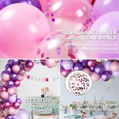 OuMuaMua Pink and Purple Balloons, 62Pcs Light Pink Balloon Lavender Balloon Purple Latex Balloons for Women Girls Birthday Baby Shower Wedding Princess Party Decorations, 12 Inch