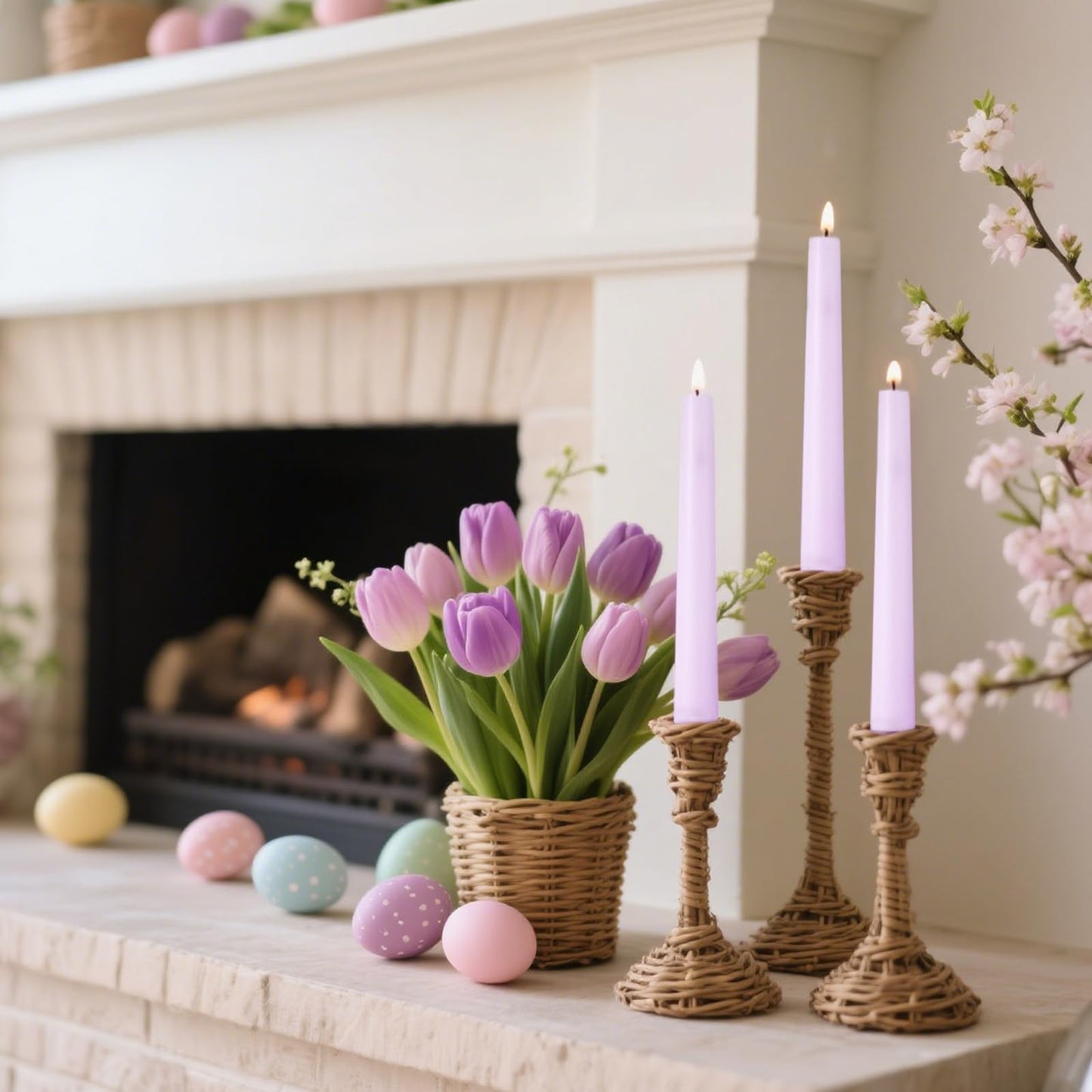 12-Pack Pale Purple Taper Candles, 10 Inch Unscented Dripless Candlesticks, Long-Lasting Burn Time of 6-7 Hours, Perfect for Home Décor, Weddings, and Events