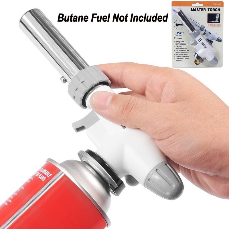 FunOwlet Butane Torch, Reverse Use Culinary Kitchen Blow Lighter with Adjustable Flame, Butane Fuel Not Included, Ideal for Chef Cooking, Creme, Brulee, BBQ, Baking, DIY Soldering