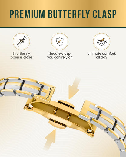 MagnetRX® Magnetic Bracelets for Women - EllipseMAX 5X Strength 5,000 Gauss Magnets - Designed in USA & PATENT PENDING - Premium Titanium Womens Magnetic Bracelet & Adjustable Length (Silver/Gold)