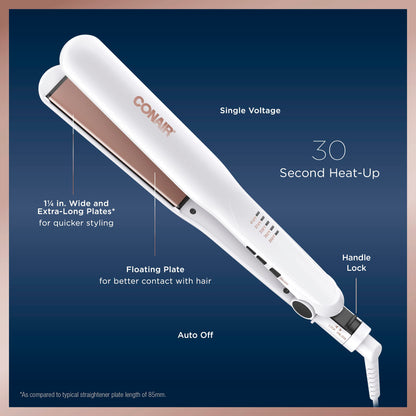 Conair Double Ceramic Flat Iron, 1 1/2-inch Wet-to-Dry Hair Straightener