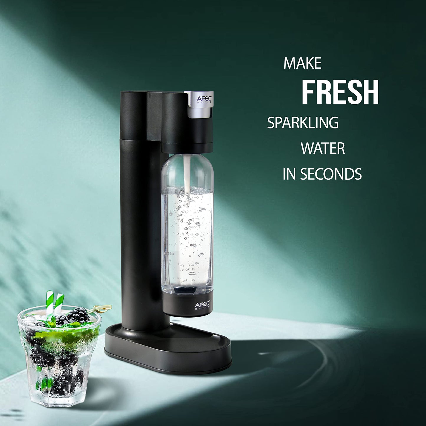 APEC WATER Sparkle Home Soda Maker - Quickly Carbonates Water to Make Any Drink Fizz Into Bubbly Soda/Water, Premium 0.8L PET Bottle (CO2 Cylinder NOT Included)