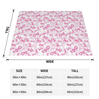 Breast Cancer Awareness Pink Ribbon Blanket - Soft Flannel Throw for Women, 40x50inches