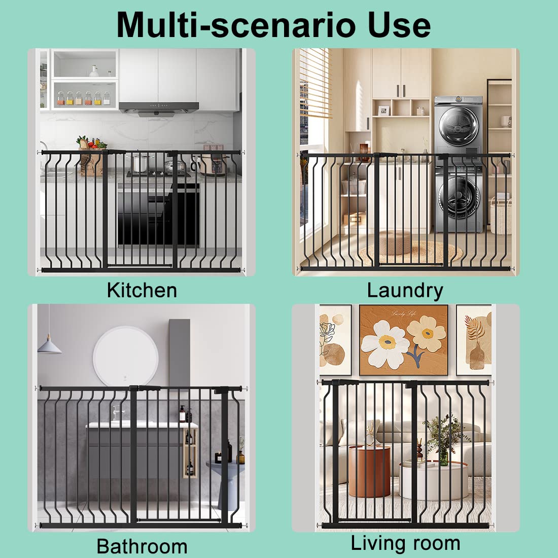 ALLAIBB White 40.55" Extra Tall Wide 29.92-62.60" Baby Gate Pressure Mounted Walk Through Child Kids Safety Toddler Tension Pet Dog Gates with Extension for Doorways Kitchen