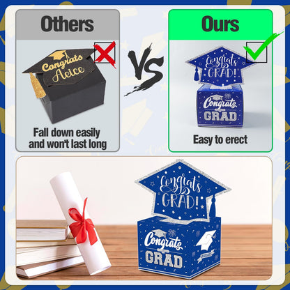 VABAMNA Class of 2026 Graduation Money Box for Cash Gift Pull, Funny Surprise DIY Cash Gift Idea Kit Graduation Money Holder for Boys Girls College High School Congrats Grad Party Favors, Blue Silver