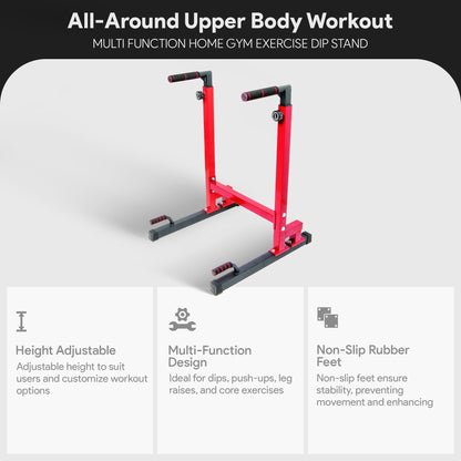 BalanceFrom Steel Frame Dip Station with Adjustable Height, 500 Pound Weight Capacity – Upper Body Workout Home Gym Equipment for Triceps, Push & Pull Ups, Leg Raises, and Bench Press