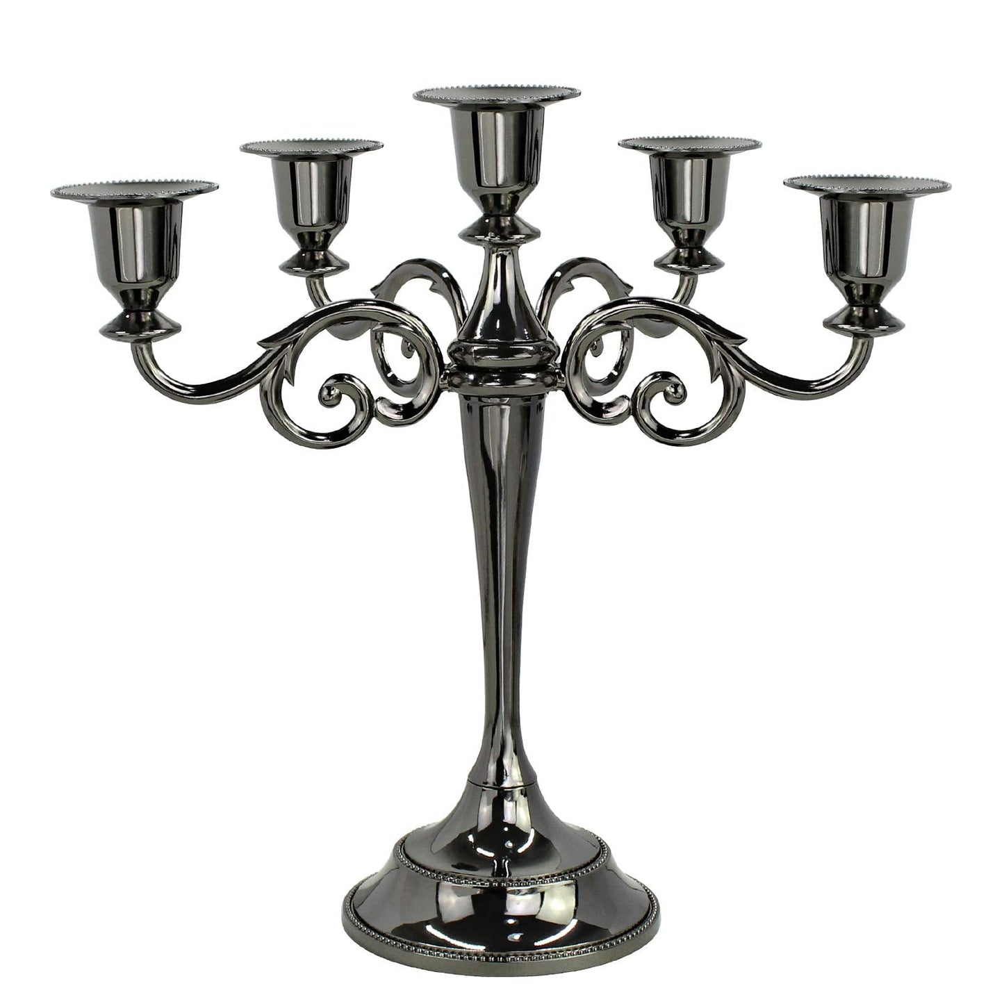 Dorlotou Metal Candelabra 5-Candle 10.1 Inch Tall Candle Holder Stick for Home Wedding Event and Party Festival,Black